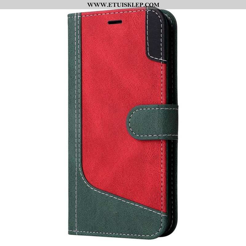 Etui Folio do Xiaomi 12T / 12T Pro z Łańcuch Trójkolorowy Pasek